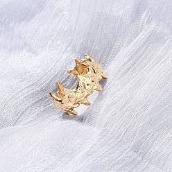 Настоящее золото 18K 304 открытые манжеты из нержавеющей стали для женщин, морская звезда, ионное покрытие (ip), реальный 18 k позолоченный, 10.5 мм, размер США 7 1/4 (17.5 мм)