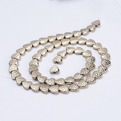 (252) Цвет внутри: морской / фиолетовый на подкладке Гальванизировать немагнитных синтетический гематит бисер пряди, матовые, сердце, античная бронза покрытие, 8x7.5~8x2 мм, отверстие : 1 мм, около 55 шт / нитка, 15.9 дюйм (40.5 см)