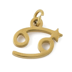 Рак 316 l хирургические подвески из нержавеющей стали, чары созвездий, с целью перехода в кольце, золотые, рак, 9.5x11x1.5 мм, отверстие : 2.5 мм