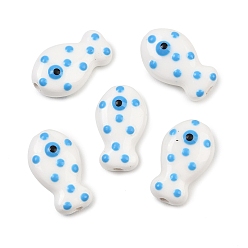 Белый Фарфоровые бусины ручной работы, рыба, пастельный фарфор, белые, 19x11~12x7.5~8 мм, отверстие : 2 мм