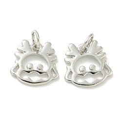 Дракон Стойки обшивки латунные подвески, с прыжковых колец, долговечный, без свинца и без кадмия, зодиакальный шарм, дракон, 11x11.5x1.5 мм, отверстие : 3.5 мм