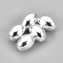 Серебро 201 из нержавеющей стали бусы, баррель, серебряные, 6x5 мм, отверстие : 2 мм