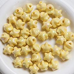 Золотистый Пластиковые бусины с УФ-покрытием, переливающаяся звезда, золотые, 16x16 мм, отверстие : 3.8 мм