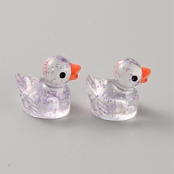 Лиловый Миниатюрные уточки из смоляных блесток для украшения дома, микроландшафтные орнаменты, сирень, 16x11.5x16 мм