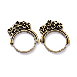 Antique Bronze Alloy Open Back Bezel Pendants, Rotating Pendants, for DIY UV Resin, Epoxy Resin, Pressed Flower Jewelry, Flower, Antique Bronze, 35x30x3.5mm, Hole: 1.4mm