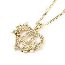 Letter D 304 ожерелья-подвески в форме сердца из нержавеющей стали с фианитами, письмо амулеты, Буква D, 16.54 дюйм (42 см)