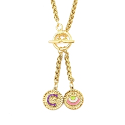 Letter C Ионное покрытие (ip) 304 цепочка из нержавеющей стали с подвеской в виде буквы и глаза, выполненная в виде пшеницы, фиолетовая эмаль, с Переключить застежками, золотые, буква С, 20.47~20.87 дюйм (52~53 см)