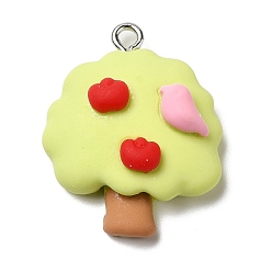 Дерево Подвески из непрозрачной смолы на осеннюю тематику, с платиновыми железными петлями, дерево, 26x21x8.5 мм, отверстие : 1.8 мм