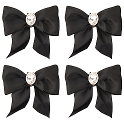 Черный Украшения для обуви из полиэстера с бантом, зажимы для пряжки из сплава, чёрные, 63.5x77x17 мм