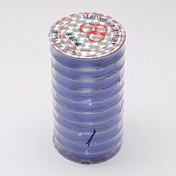 Blue Flat Elastic Crystal String, Elastic Beading Thread, for Stretch Bracelet Making, Blue, 0.8mm, about 10.93 yards(10m)/roll