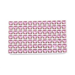 Розовый Aurora(jm) пришиваем горный хрусталь, граненый стеклянный горный хрусталь, многожильных ссылки, с латунной оправой золотистого цвета, сердце, светло-розовый, 8x8x5.5 мм, отверстия : 0.9 mm и 1 мм