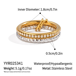 Позолоченный и Цвет Нержавейки 304 двухслойные кольца из нержавеющей стали для женщин, штабелируемые кольца, настоящее золото и нержавеющая сталь, 5 мм, внутренний диаметр: 18 мм