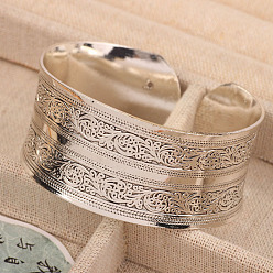 Цветок Браслеты из манжеты из тибетского сплава, широкие браслеты для женщин, античное серебро, цветок, 1-1/8 дюйм (2.7 см), внутренний диаметр: 2-1/4 дюйм (5.8 см)