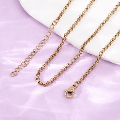 Golden 2.5MM 304 Stainless Steel Rolo Chain/Pea Chain Necklaces, Ion Plating(IP), Golden, 15.75 inch(40cm)