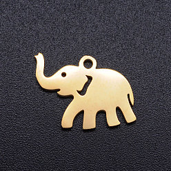 Золотой 201 подвески из нержавеющей стали, слон, золотые, 12x17x1 мм, отверстие : 1.5 мм