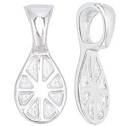 Серебро 1шт. 925 застежки-пряжки из стерлингового серебра, приклеиваемые плоские держатели для изготовления подвесок, с 1полирующей салфеткой, серебряные, 15x6.5x5 мм, отверстие : 4x3 мм