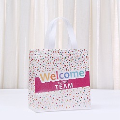 Разноцветный Печатные нетканые многоразовые складные подарочные пакеты для винных бутылок с ручкой, портативная водонепроницаемая сумка для покупок для упаковки подарков, прямоугольник со словом, красочный, 28.5x22x0.2 см, развернуть: 21.9x11x22.8 см