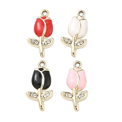 Золотой Подвески из эмали и сплава, , uv покрытие, со стразами, золотые, 24x12.5x2.5 мм, отверстие : 1.8 мм