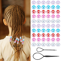 Mixed Color 1Bag Plastic Hair Braiding Tool, Hair Braider Hair Twist Tool Kit and Combs, for Hair Styling Accessories, with 100Pcs Plastic European Beads, Mixed Color, 147~195mm