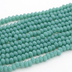 Deep Sky Blue Opaque Solid Color Crystal Glass Rondelle Beads Strands, Faceted, Deep Sky Blue, 3.5x2.5~3mm, Hole: 1mm, about 138pcs/strand, 12.9 inch
