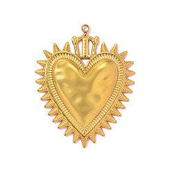 Настоящее золото 18K Кованые 304 подвески из нержавеющей стали, кулон в форме сердца для вотивных даров, ионное покрытие (ip), долговечный, реальный 18 k позолоченный, 42x34 мм, отверстие: 1.80 мм