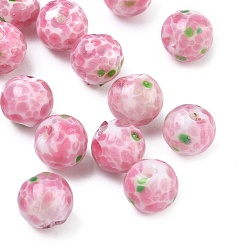 Бледно-Розовый Бусины лэмпворк , круглые, розовый жемчуг, 8x7~8 мм, отверстие : 1.5~1.6 мм