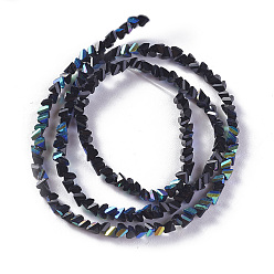 Black Electroplate Glass Beads Strands, AB Color Plated, Triangle, Black, 2.2~3x3~4.7x2~3mm, Hole: 0.7mm, about 171~181pcs/strand, 12.4 inch~14.84 inch(31.5~37.7cm)