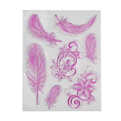 Feather Plastic Stamps, for DIY Scrapbooking, Photo Album Decorative, Cards Making, Stamp Sheets, Feather Pattern, 180~182x140~142x3mm