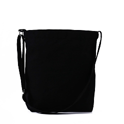 Черный Холщовые женские сумки-шопперы, с ручкой, сумки через плечо для покупок, прямоугольные, чёрные, 35x35x10 см