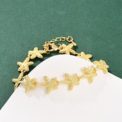 Морская звезда Браслеты из латунной цепочки для женщин, долговечный, стойки покрытие, реальный 18 k позолоченный, морская звезда, 7 дюйм (17.8 см), ссылка: 11.5x15x2.5 mm