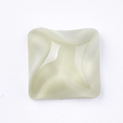 Dark Sea Green Resin Cabochons, Imitation Cat Eye, Waved Square, Dark Sea Green, 12x12x7mm