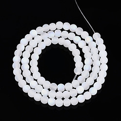 Снежный Нити стеклянных бусин с имитацией матового нефрита, круглые, с половиным покрытием, AB цвет, снег, 4~4.5 мм, отверстие : 0.6 мм, около 97~100 шт / нитка, 14.76~15.16'' (37.5~38.5 см)