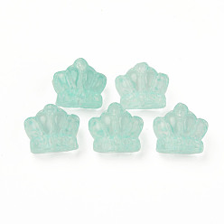 Aquamarine Transparent Glass Beads, Crown, Aquamarine, 12x14x8.5mm, Hole: 1mm