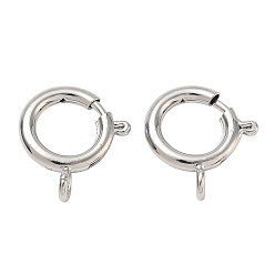 Platinum Brass Spring Ring Clasps, Cadmium Free & Lead Free, Rack Plating, Long-Lasting Plated, Platinum, 18x16x5mm, Hole: 2.3mm