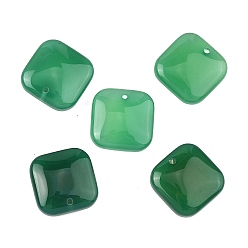 Зеленый агат Квадратные подвески из натурального зеленого оникса и агата, окрашенная и подогревом, 15x15x5.5 мм, отверстие : 1.1 мм