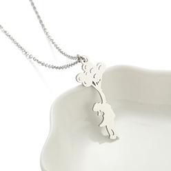 Stainless Steel Color 201 Stainless Steel Pendant Necklaces for Women, Girl wiht Balloons, Tarnish Free, Stainless Steel Color, 17.72 inch(45cm)