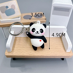 Черный Пвх пластиковый брелок, мультфильм панда, чёрные, кулон: 4.9x3.5 см