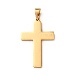 Золотой 304 подвески-кресты из нержавеющей стали с изображением Иисуса, вакуумное покрытие pvd, золотые, 42.5x28x2.5 мм, отверстие : 8x5 мм