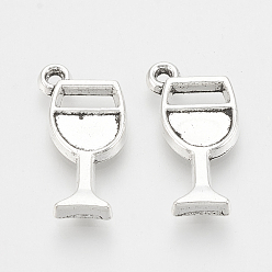Античное Серебро Подвески из сплава тибетского сплава, бокал, без кадмия и без свинца, античное серебро, 18x10x2 мм, Отверстие : 1.5 мм , около 1120 шт / 1000 г