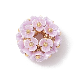 Лиловый Смола имитация жемчуг бисер, цветок, с бисерными бусинами, сирень, 19.5~20x11 мм, отверстие : 5~5.5 мм