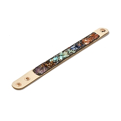 Смешанные камни Браслет из искусственной замши с кнопкой, Браслет из бисера из смешанных драгоценных камней и ракушек для мужчин и женщин, 8-5/8 дюйм (22 см)