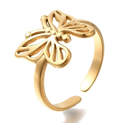 Золотой 304 из нержавеющей стали манжеты кольца, бабочка, золотые, регулируемый, 13.5 мм