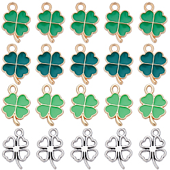 (52) Непрозрачная лаванда 120подвески из сплава с гальванопокрытием, с эмалью, клевер, разноцветные, 17~19x11~13x1.5~2 мм, отверстие : 1.6~2 мм, 4 стиль / коробка