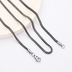 Черный Цвет Металла 2мм 304 ожерелья из нержавеющей стали с цепочкой из пшеницы, металлический черный , 23.94 дюйм (60.8 см)