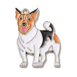 Marrón Colgantes de la aleación del esmalte, encantos de perros, la luz de oro, marrón, 32x23x1.5 mm, agujero: 1.5 mm
