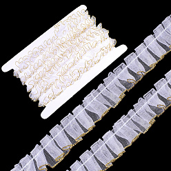 Белый 10м лента из органзы, плиссированная / двойная лента с оборками, белые, 19~23 мм, 10м / комплект