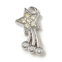 Платина Латунные микро проложить кубического циркония прелести, звезда, стойки покрытие, долговечный, без кадмия и без свинца, платина, 13x7x2 мм, отверстие : 1.2 мм