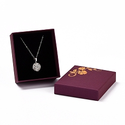 Фиолетовый Бумага с коробочками для ожерелий из губчатого коврика, прямоугольник с золотым тиснением цветочным узором, фиолетовые, 8.7x7.7x3.65 см, Внутренний диаметр: 8.05x7.05 cm, глубина: 3.3см