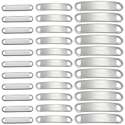Нержавеющая Сталь Цвет 60 шт. 3 стили 201 звенья/соединители из нержавеющей стали, закругленный прямоугольник, штамповка пустой метки, не тускнеет, цвет нержавеющей стали, 25~36x4~6x0.8~1.2 мм, отверстие : 3~4x2.5~3.5 мм, 20 шт / стиль