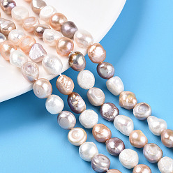 (52) Непрозрачная лаванда Нити из натурального культивированного пресноводного жемчуга, двух сторон полированной, разноцветные, 8~12x8~9x5~9 мм, отверстие : 0.7 мм, около 17~18 шт / нитка, 6.69~7.09'' (17~18 см)